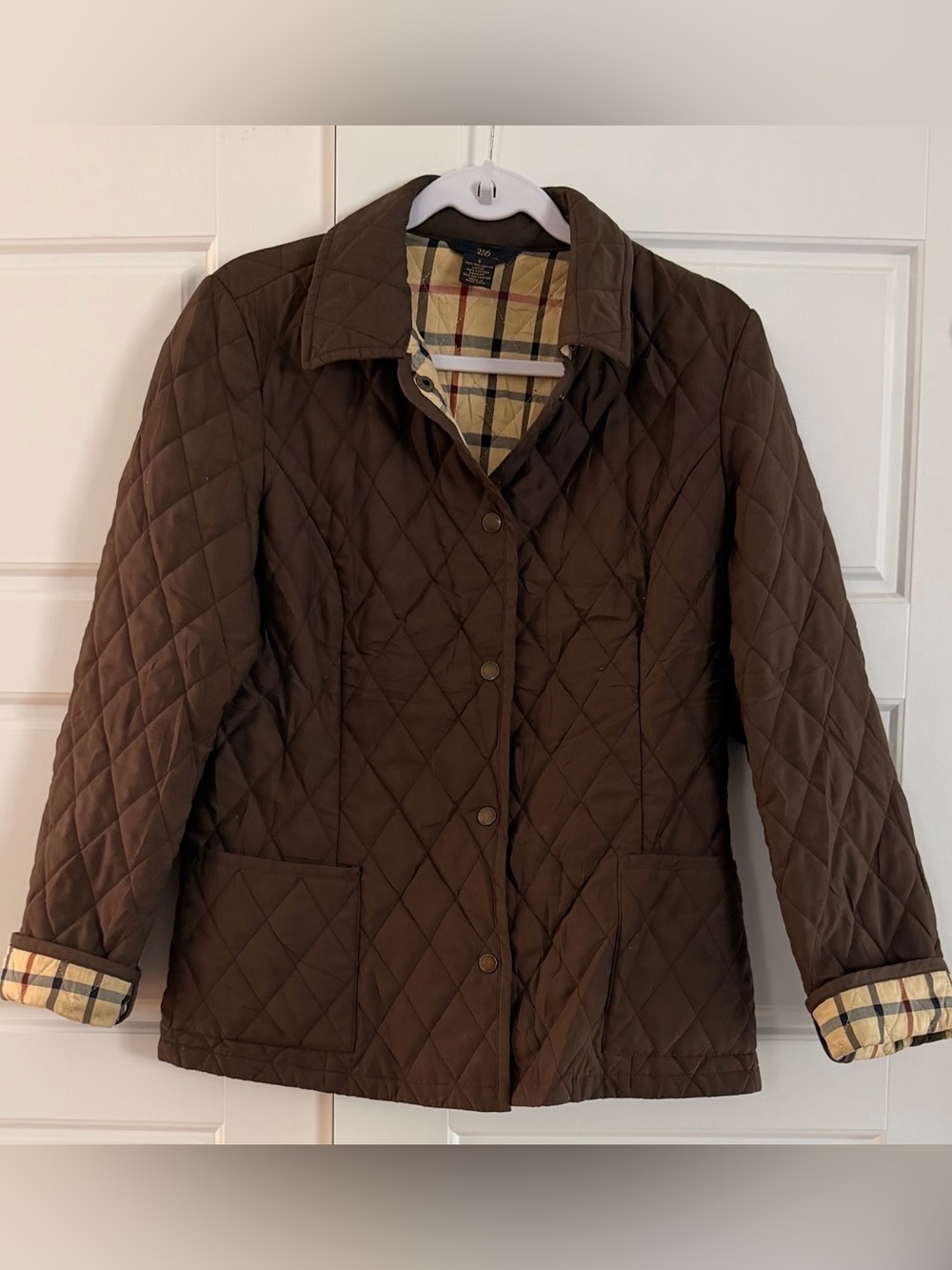 Brooks Brothers Quilted Brown Jacket with Tartan Lining